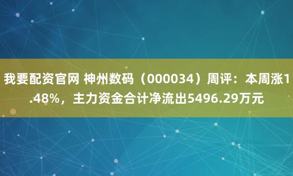 我要配资官网 神州数码（000034）周评：本周涨1.48%，主力资金合计净流出5496.29万元